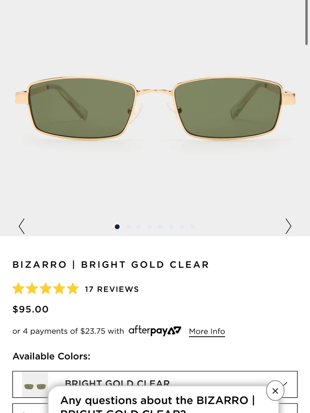 Le Specs Bizarro Bright Gold Frame with Green Lenses